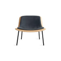 Nonesuch Upholstered Lounge Chair by Blu Dot in White Oak Ink and Leather, low front view