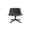 Nonesuch Swivel Upholstered Lounge Chair by Blu Dot in Walnut Ink and Leather, low front view