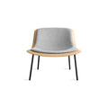 Nonesuch Upholstered Lounge Chair by Blu Dot in White Oak Vesper Light Grey, low front view