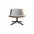 Nonesuch Swivel Upholstered Lounge Chair by Blu Dot in Walnut Vesper Light Grey, low front view
