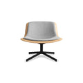 Nonesuch Swivel Upholstered Lounge Chair by Blu Dot in White Oak Vesper Light Grey, low front view