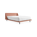 Nook Bed by Blu Dot in Edwards Tomato, queen size, low three-quarter view