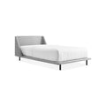 Nook Bed by Blu Dot in Vesper Light Grey, twin size, low three-quarter view