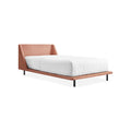 Nook Bed by Blu Dot in Edwards Tomato, twin size, low three-quarter view