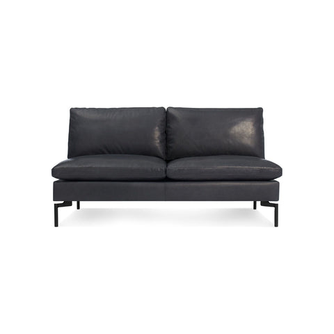 New Standard 60" Armless Sofa by Blu Dot in Granite Leather with Black legs