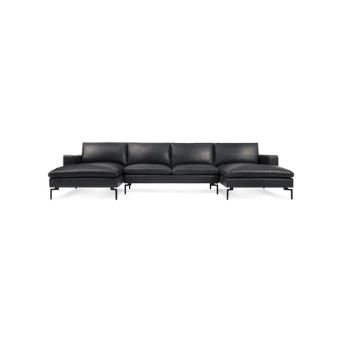 New Standard Ushaped Sectional Sofa by Blu Dot in Granite Leather, Black