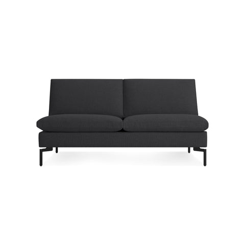 New Standard 60" Armless Sofa by Blu Dot in Maharam Meld In Panda with Black legs, low front view