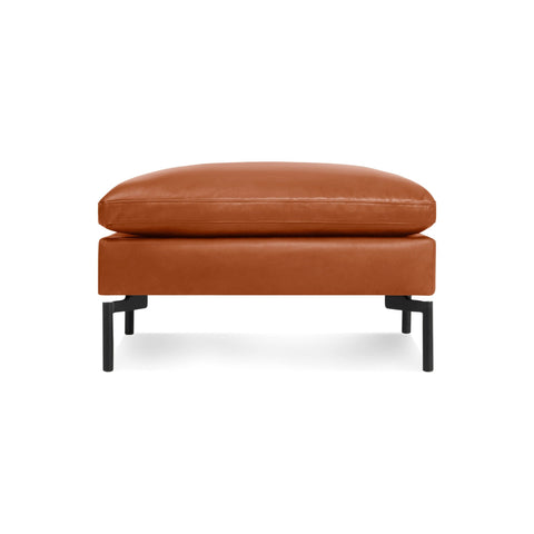 New Standard Ottoman by Blu Dot in Toffee Leather with Black legs