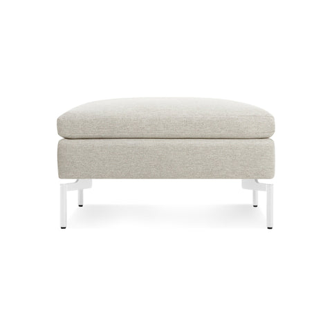 New Standard Ottoman by Blu Dot in Maharam Mode In Clavicle with White legs, front view