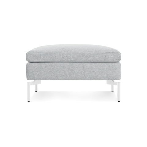 New Standard Ottoman by Blu Dot in Maharam Mode In Intaglio with White legs, low front view