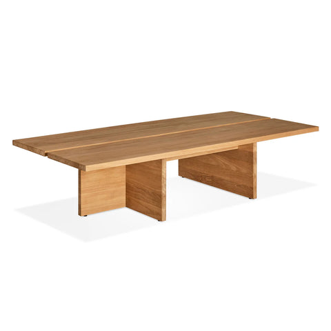 NowThen Outdoor Coffee Table by Blu Dot in FSC-certified solid teak, three-quarter view