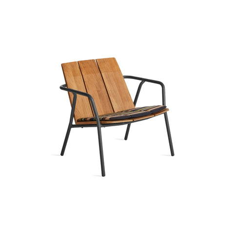 Offline Outdoor Lounge Chair Seat Pad by Blu Dot in Sunbrella Stripe, three-quarter view