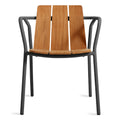 Offline Outdoor Chair by Blu Dot in FSC-certified teak and carbon powder-coated aluminum, front view