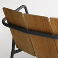 Offline Outdoor Lounge Chair by Blu Dot, beveled teak back slats and carbon powder-coated aluminum rail detail