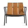 Offline Outdoor Lounge Chair by Blu Dot in FSC-certified teak and carbon powder-coated aluminum, front view