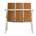 Offline Outdoor Lounge Chair by Blu Dot in FSC-certified teak and white powder-coated aluminum, rear view