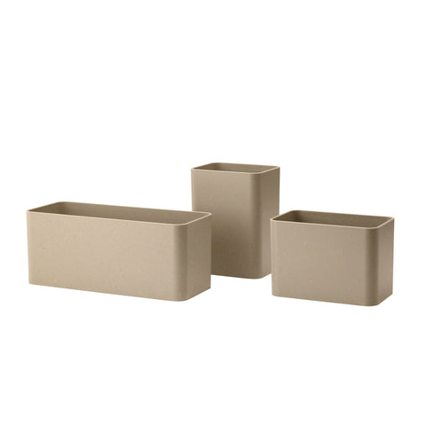 Beige organizers set of 3 by String™ shown against white background