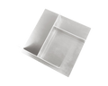 Frama Rivet Typecase in Aluminum, the box tilted in the air so the compartments and the inside corners are visible