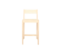 Frama Bar Chair 01 in Natural Birch, pale birch bar chair seen square from the front, back rail above the seat and footrest