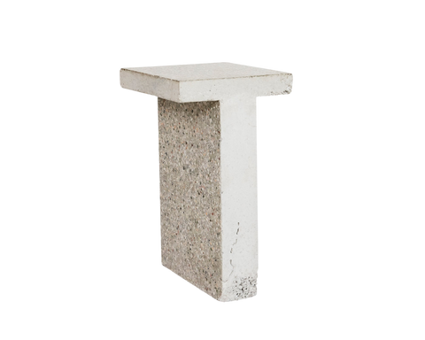 Frama T-Table in Terrazzo, terrazzo side table shaped like a letter T with a thin slab top on one upright slab leg