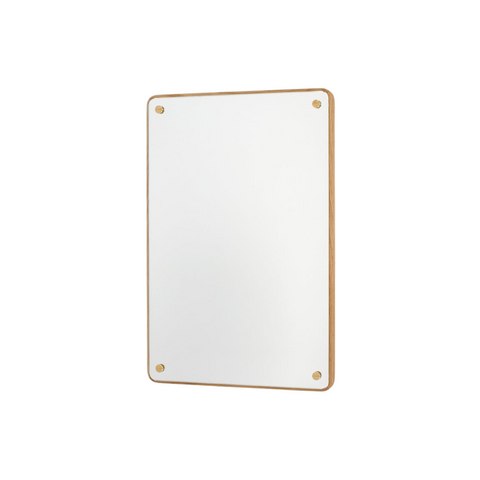 Frama RM-1 Rectangular Mirror, upright mirror with rounded corners and an oak frame, small in frame on plain white