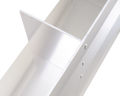 Frama Rivet Shelf, close view of the folded metal shelf at an angle, upturned back lip and a vertical row of rivets
