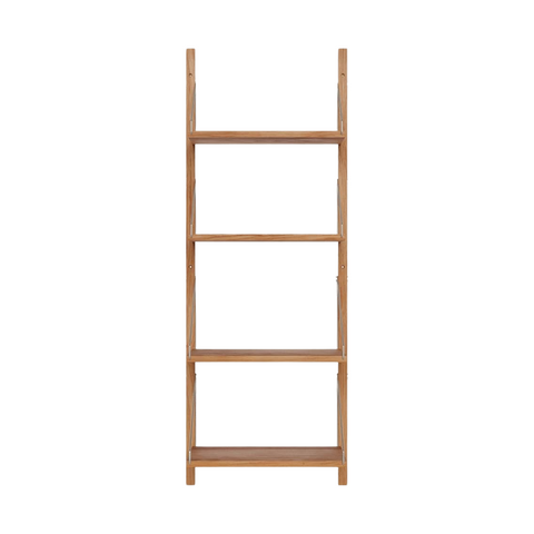 Frama Shelf Library Single Section in Natural Oak, narrow wall mounted oak unit with four shelves between two uprights, on white