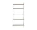 Frama Shelf Library Single Section in Stainless Steel, tall wide steel unit with five shelves, straight on packshot on white
