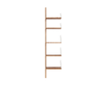 Frama Shelf Library Add-on Section in Natural Oak, tall narrow unit with one upright carrying five oak shelves, front view on a white background