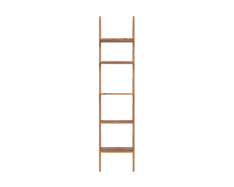 Frama Shelf Library Single Section in Natural Oak, tall narrow oak unit with five shelves stacked up two long uprights
