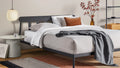 Powder-coated steel frame and headboard
Wood slats
Some assembly required
