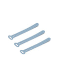 Pedestal Cable Tie in Powder Blue, soft silicone cable tie, three ties seen from a second angle