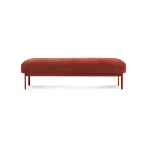 Puff Puff Bench by Blu Dot in Tomato Velvet, front view