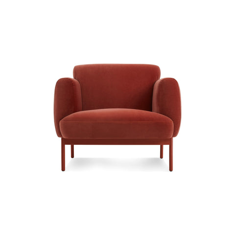Puff Puff Lounge Chair by Blu Dot in Tomato Velvet, front view