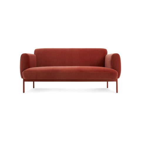 Puff Puff 67" Sofa by Blu Dot in Tomato Velvet, front view