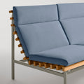 Perch Outdoor 3 Seat Sofa by Blu Dot, teak slat and Charcoal frame with Sunbrella Haze cushion, side detail