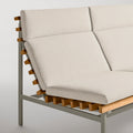 Perch Outdoor 3 Seat Sofa by Blu Dot, teak slat and Charcoal frame with Sunbrella Linen cushion, side detail