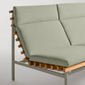 Perch Outdoor 3 Seat Sofa by Blu Dot, teak slat and Charcoal frame with Sunbrella Oasis cushion, side detail
