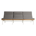 Perch Outdoor 3 Seat Sofa by Blu Dot in Toohey Charcoal with White frame, FSC-certified teak slats, front view