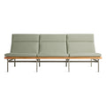 Perch Outdoor 3 Seat Sofa by Blu Dot in Sunbrella Linen with White frame, FSC-certified teak slats, front view