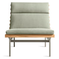 Perch Outdoor Lounge Chair by Blu Dot in Sunbrella Linen with charcoal aluminum frame and teak slats, front view