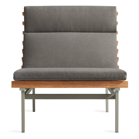 Perch Outdoor Lounge Chair by Blu Dot in Toohey Charcoal with charcoal aluminum frame and teak slats, front view