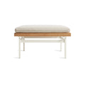 Perch Outdoor Ottoman by Blu Dot in Sunbrella Linen with White Steel frame, low front view