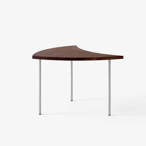 &Tradition Pinwheel HM7 End Table in oiled walnut with stainless steel legs, Scandinavian mid-century design