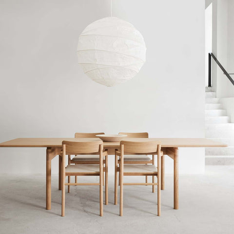 post dining chair and post dining table in oak designed by danish furniture company fredericia furniture