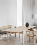 scandinavian dining room with oak dining table and oak dining chair by Fredericia Furniture