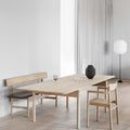 scandinavian dining room with oak dining table and oak dining chair by Fredericia Furniture