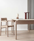 scandinavian oak dining chair and minimalist dining table in oak 