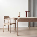 scandinavian oak dining chair and minimalist dining table in oak 