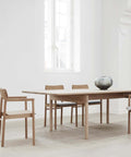 post armchairs and post dining table in oak lacquered by Fredericia Furniture